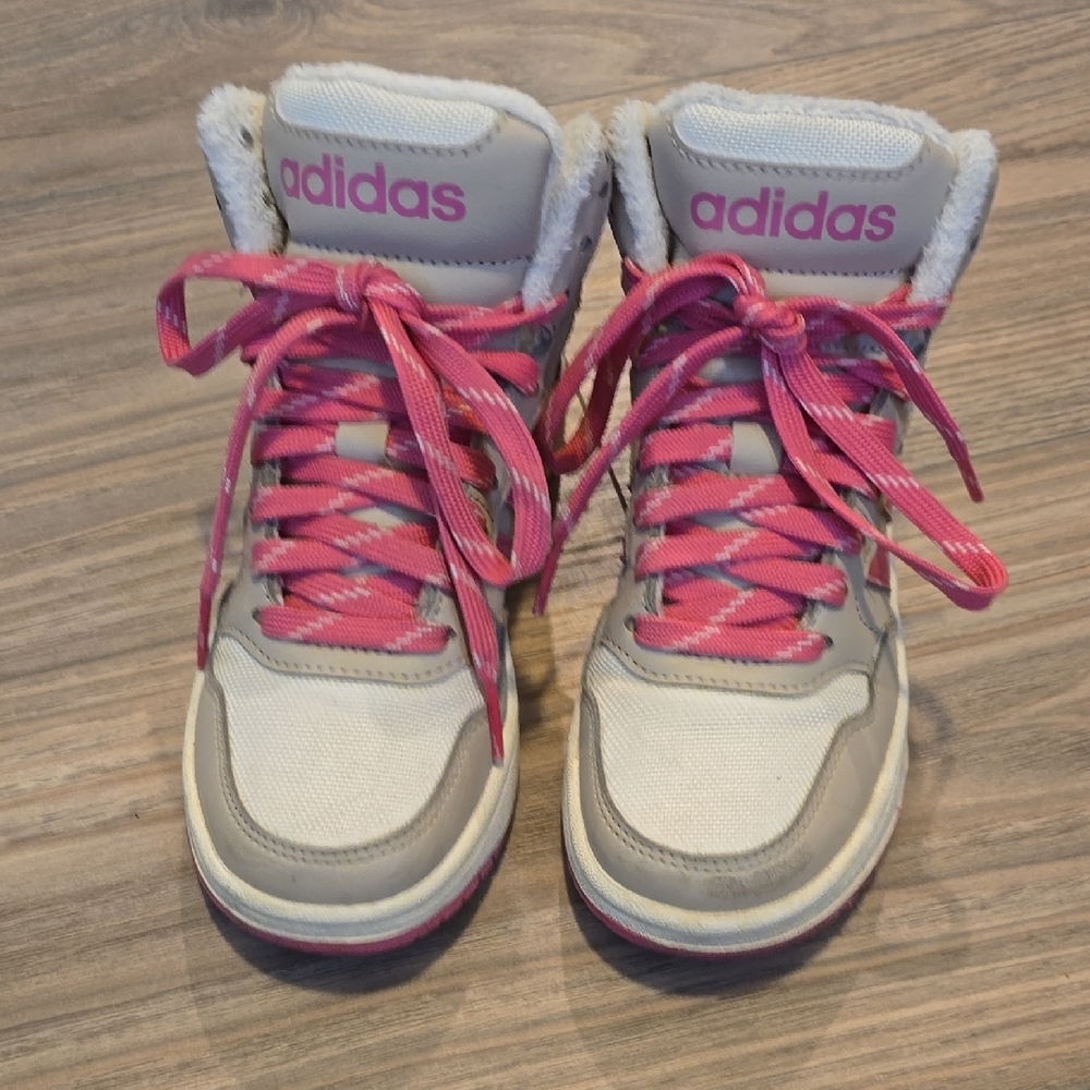 Adidas Pink and Cream High-Top Sneakers
